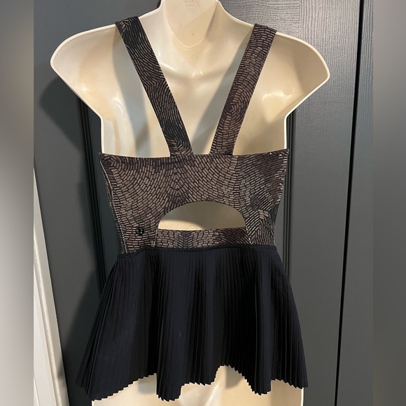 L4-🍋Lululemon🍋City Tank Golden Goddess Brown Black Pleated Tank Top - Picture 7 of 10
